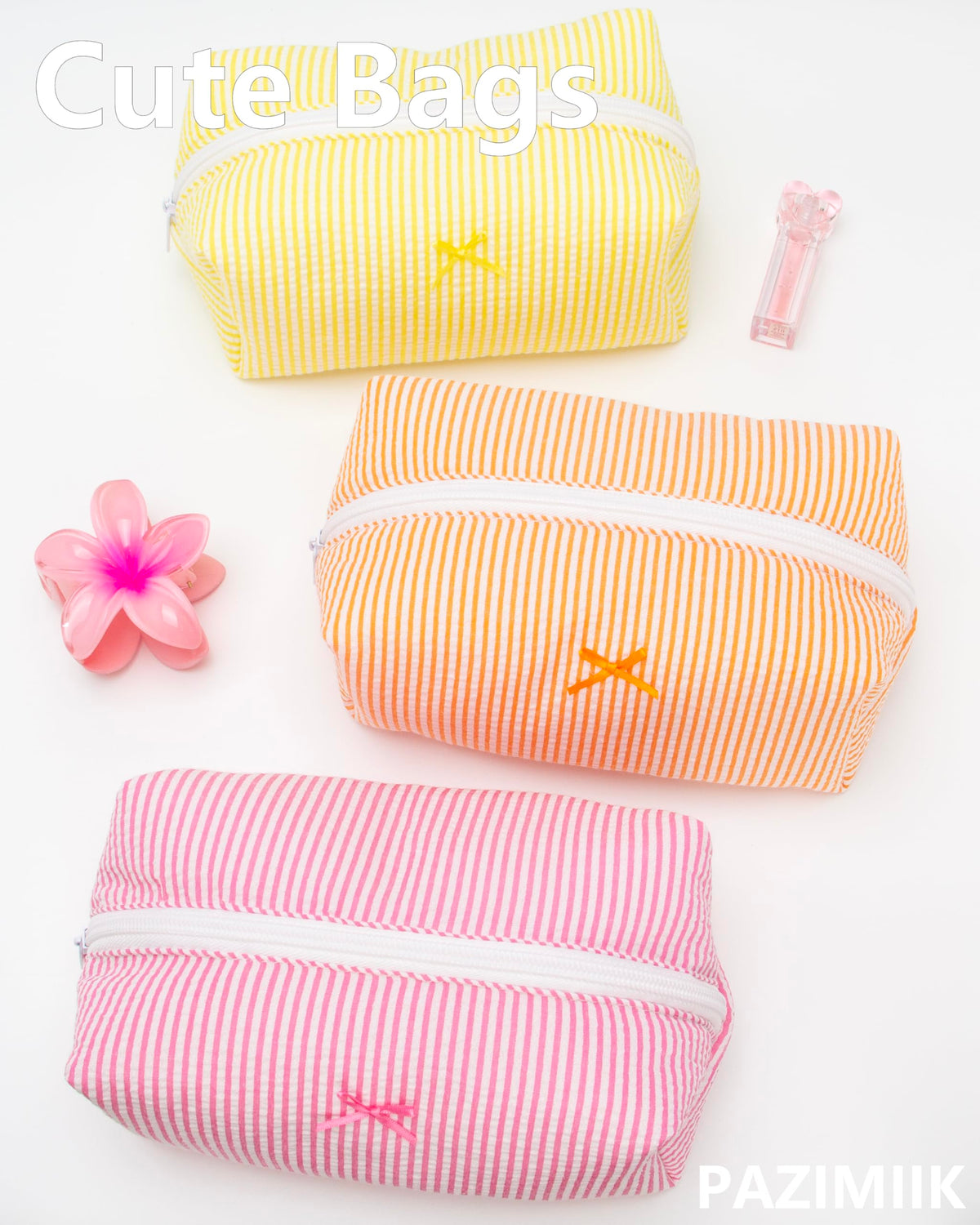 PAZIMIIK Cozy Makeup Bag displayed with travel essentials