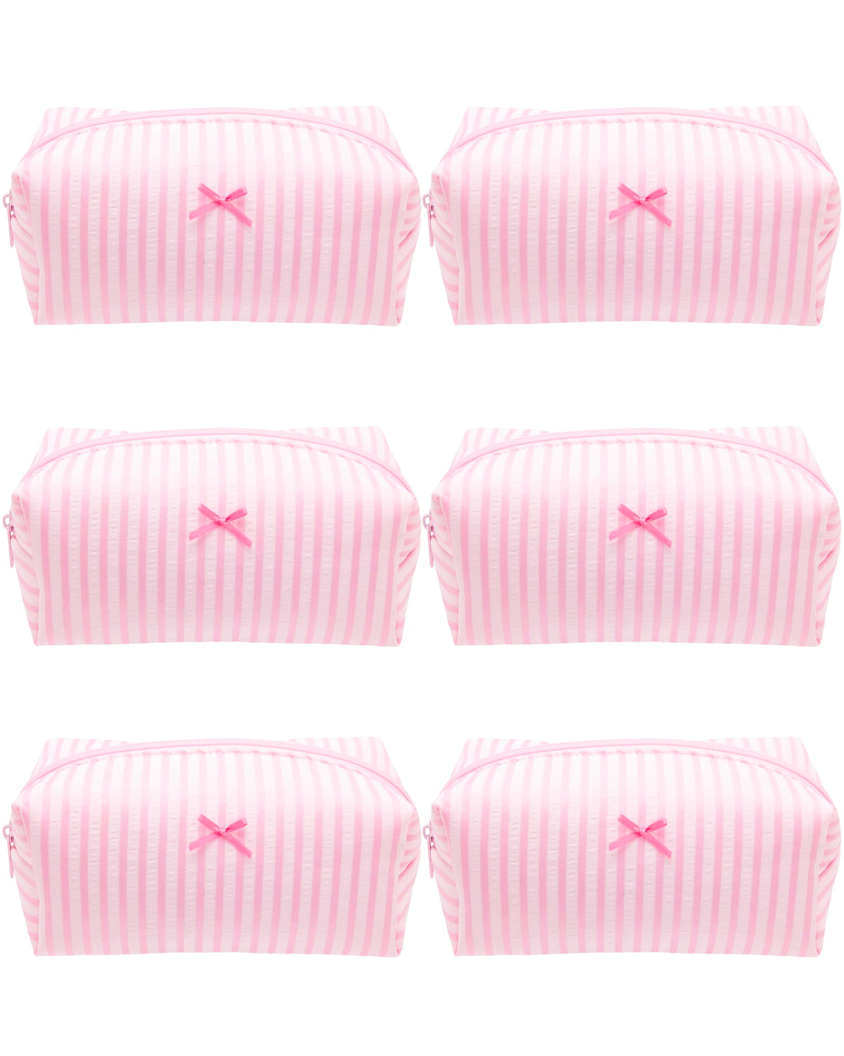 PAZIMIIK Cozy Makeup Bag front view in pink stripe