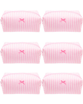 PAZIMIIK Cozy Makeup Bag front view in pink stripe