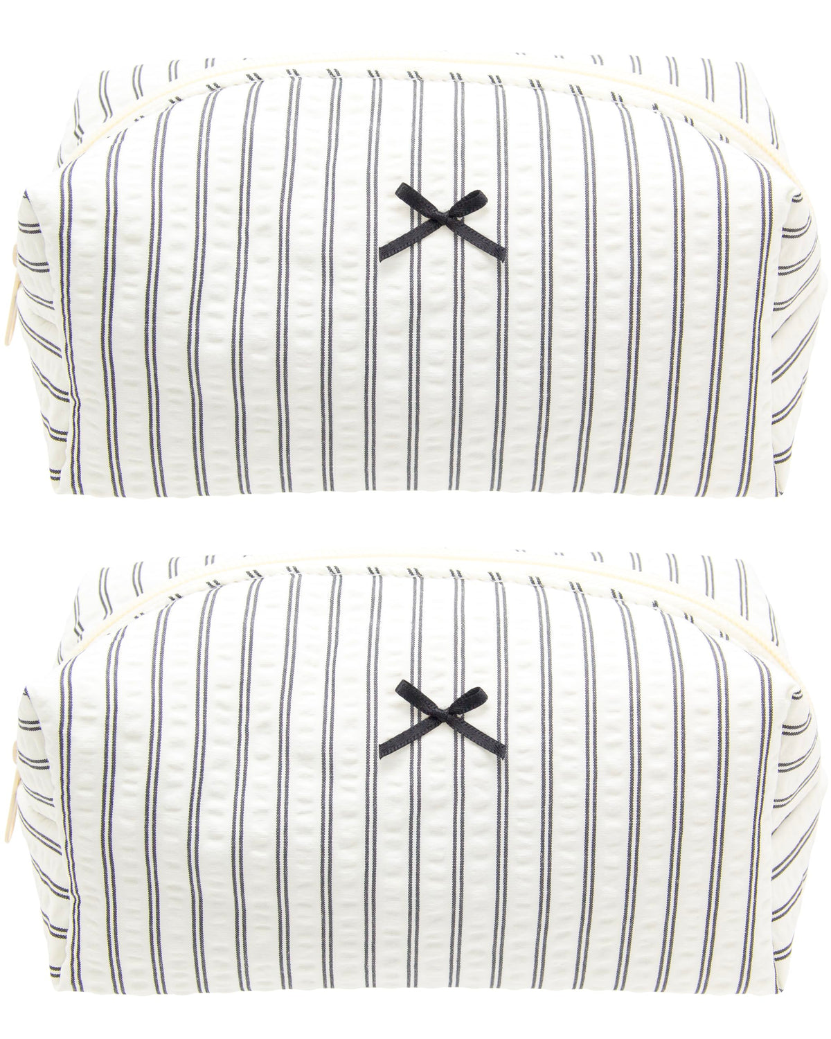 PAZIMIIK Cozy Makeup Bag front view in stripe black