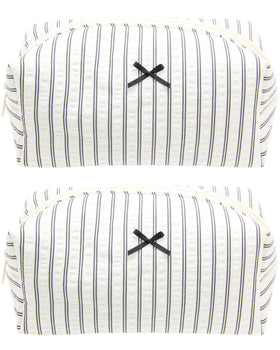 PAZIMIIK Cozy Makeup Bag front view in stripe black