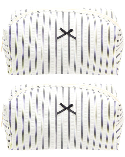 PAZIMIIK Cozy Makeup Bag front view in stripe black