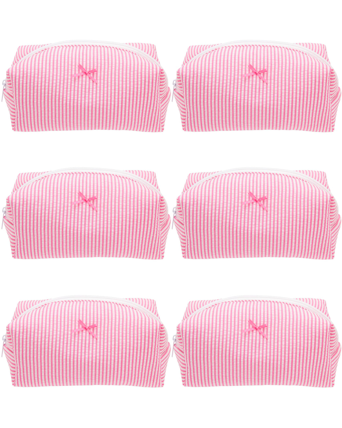 PAZIMIIK Cozy Makeup Bag front view in Stripe Candy Pink