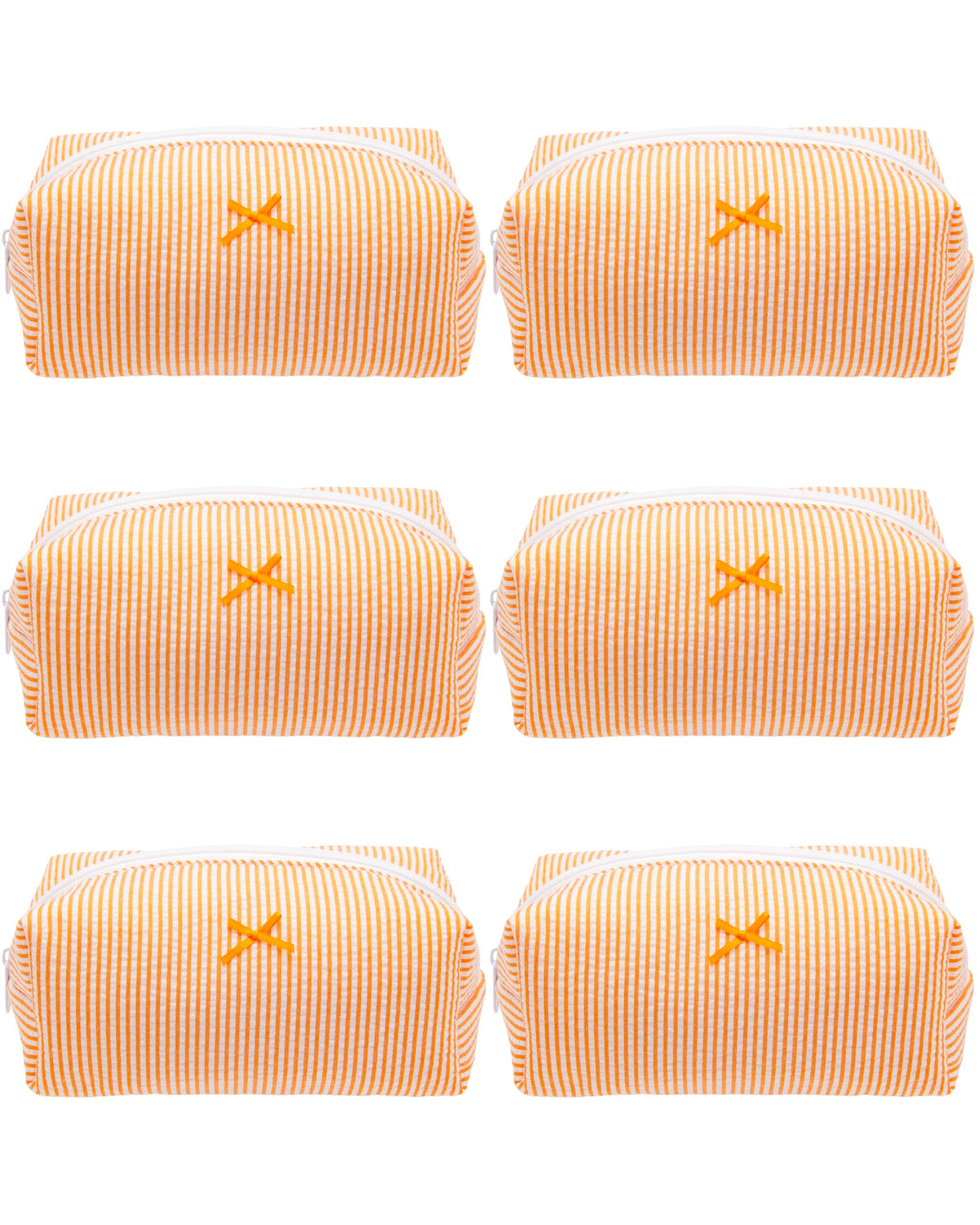 PAZIMIIK Cozy Makeup Bag front view in stripe orange