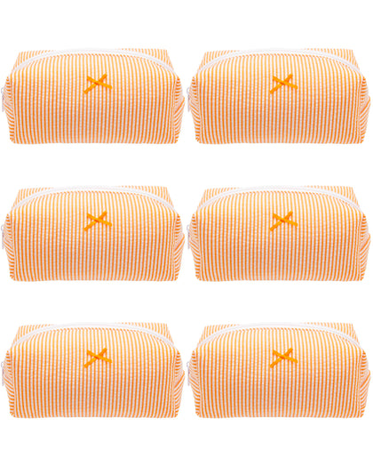 PAZIMIIK Cozy Makeup Bag front view in stripe orange