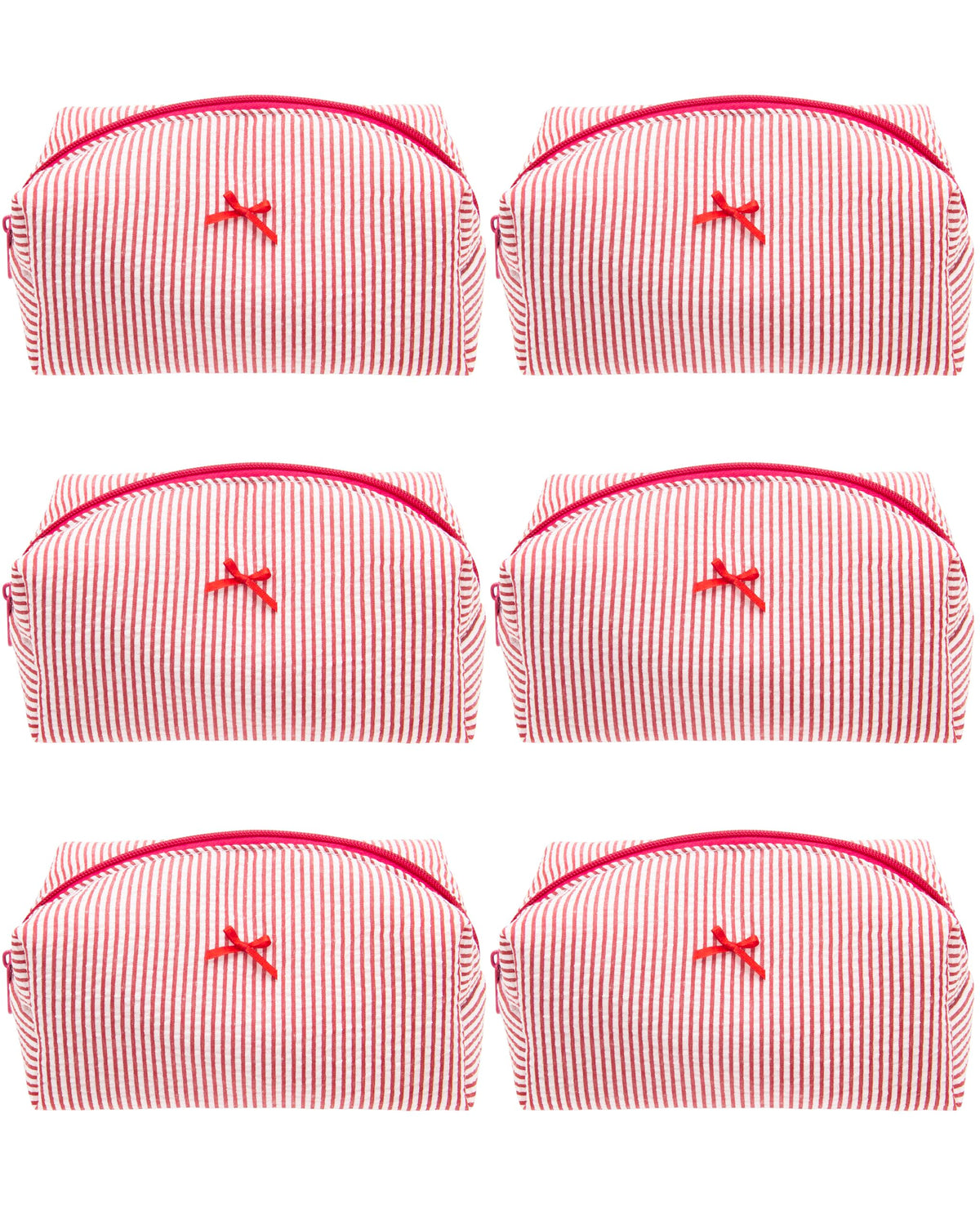 PAZIMIIK Cozy Makeup Bag front view in stripe red