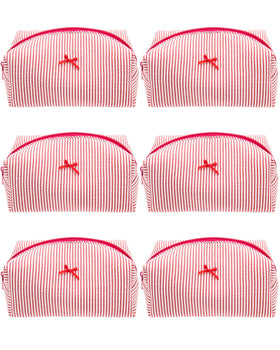 PAZIMIIK Cozy Makeup Bag front view in stripe red