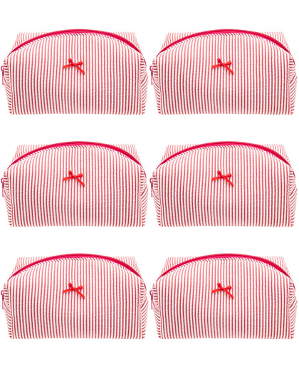 PAZIMIIK Cozy Makeup Bag front view in stripe red