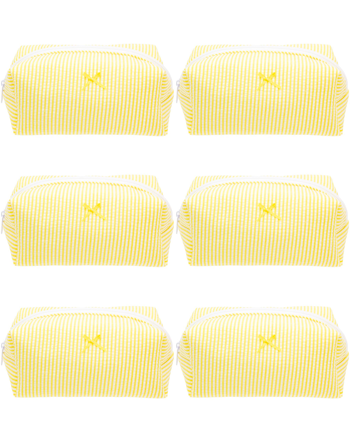 PAZIMIIK Cozy Makeup Bag front view in stripe yellow