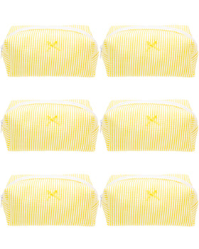 PAZIMIIK Cozy Makeup Bag front view in stripe yellow