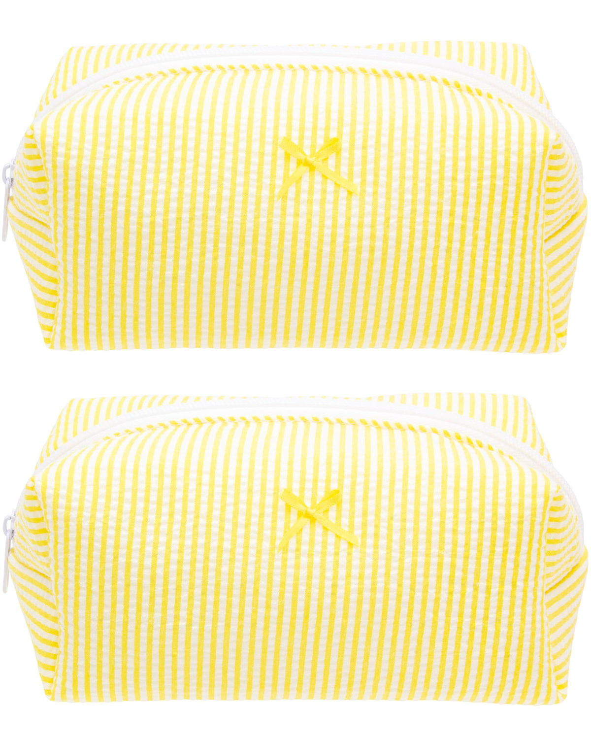 PAZIMIIK Cozy Makeup Bag front view in stripe yellow