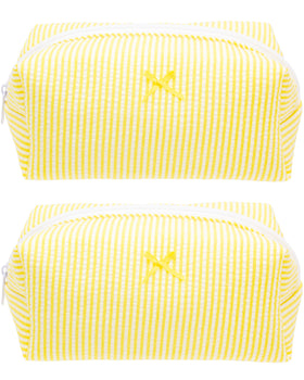 PAZIMIIK Cozy Makeup Bag front view in stripe yellow