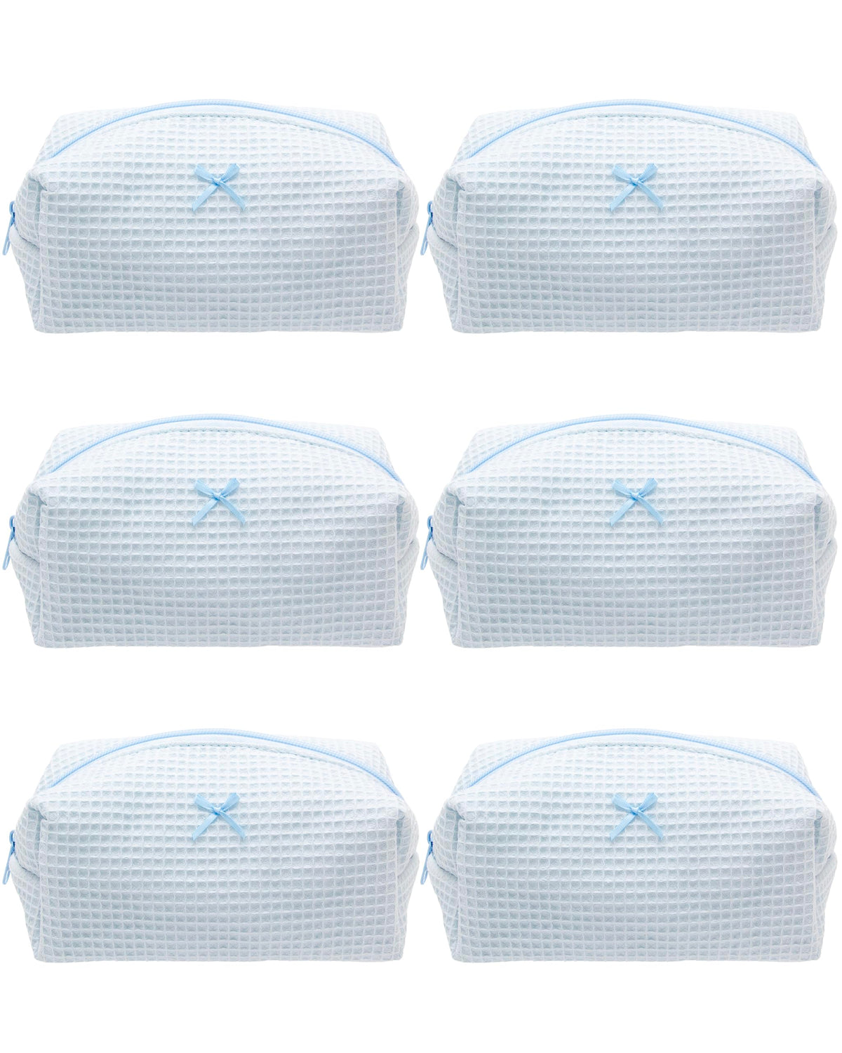 PAZIMIIK Cozy Makeup Bag front view in Waffle Blue