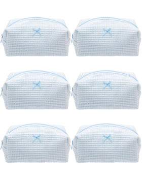 PAZIMIIK Cozy Makeup Bag front view in Waffle Blue