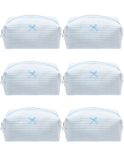 PAZIMIIK Cozy Makeup Bag front view in Waffle Blue