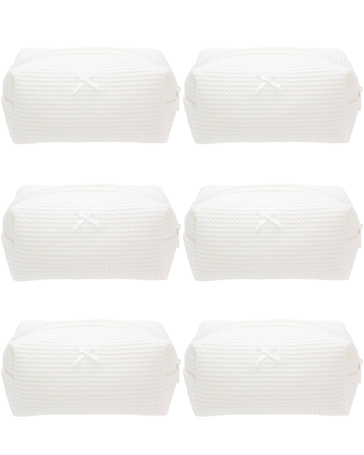 PAZIMIIK Cozy Makeup Bag front view in waffle cream white