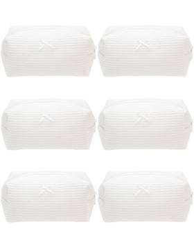 PAZIMIIK Cozy Makeup Bag front view in waffle cream white