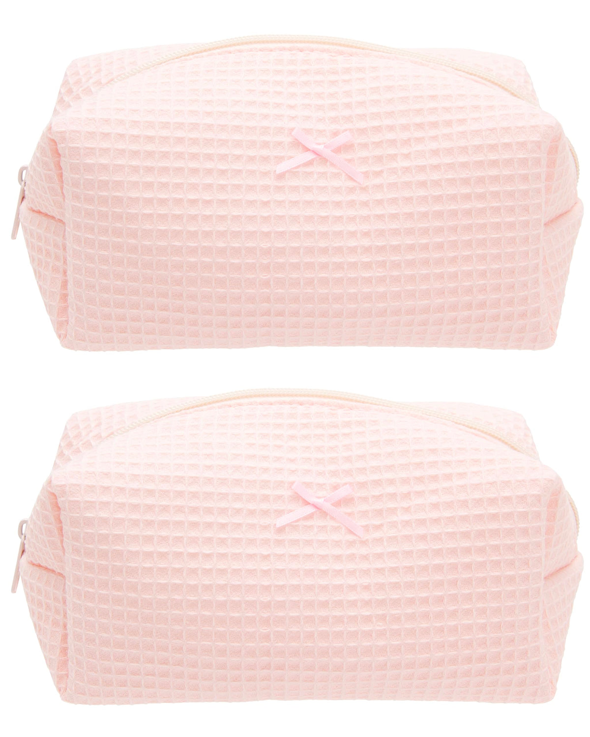 PAZIMIIK Cozy Makeup Bag front view in Waffle Pink
