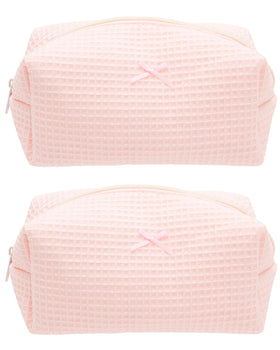 PAZIMIIK Cozy Makeup Bag front view in Waffle Pink