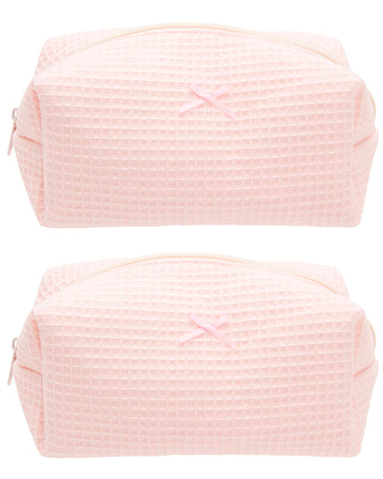 PAZIMIIK Cozy Makeup Bag front view in Waffle Pink