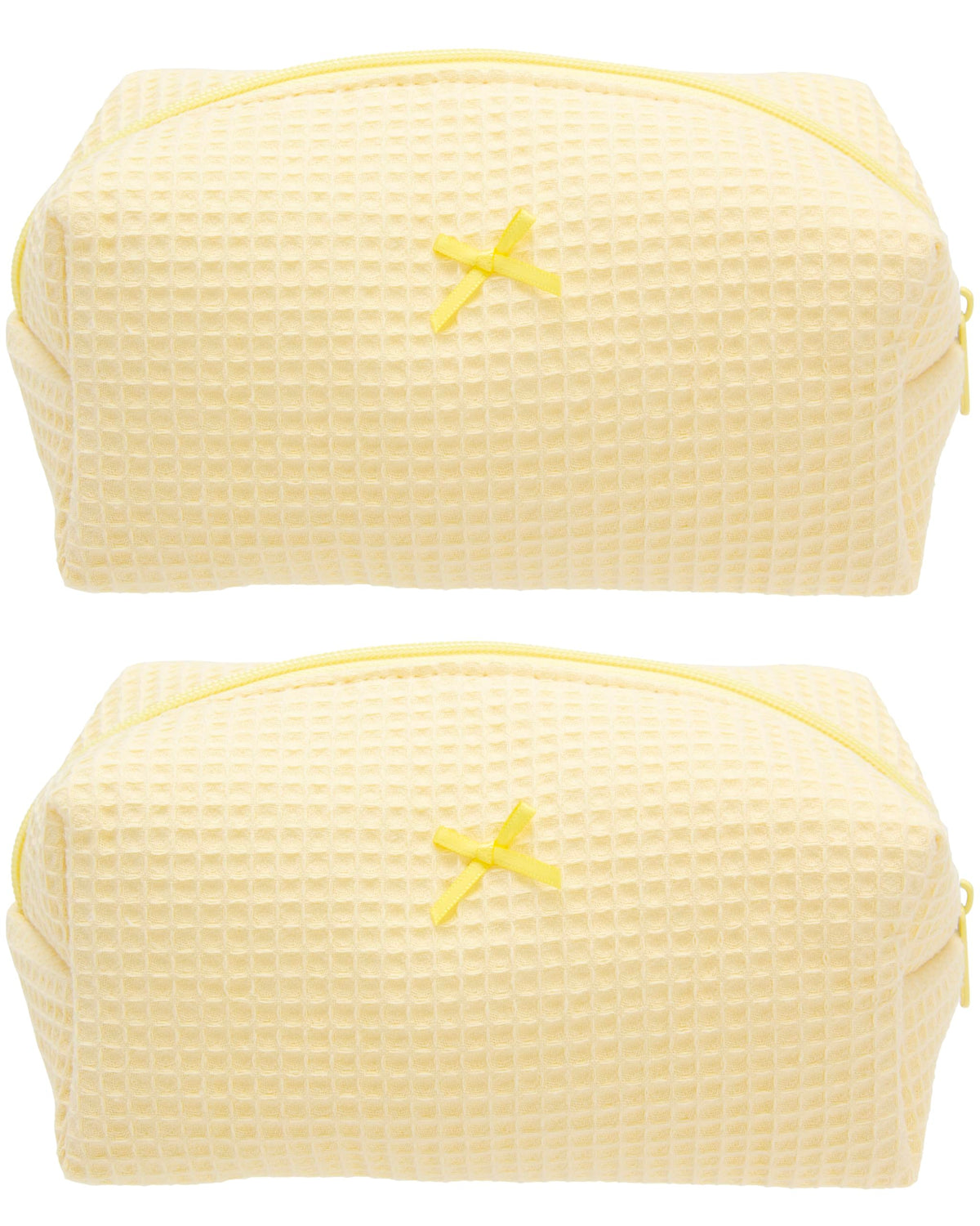 PAZIMIIK Cozy Makeup Bag front view in Waffle Yellow