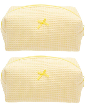 PAZIMIIK Cozy Makeup Bag front view in Waffle Yellow