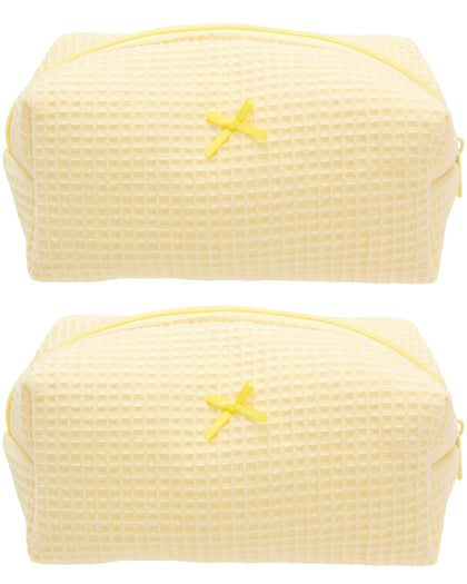 PAZIMIIK Cozy Makeup Bag front view in Waffle Yellow