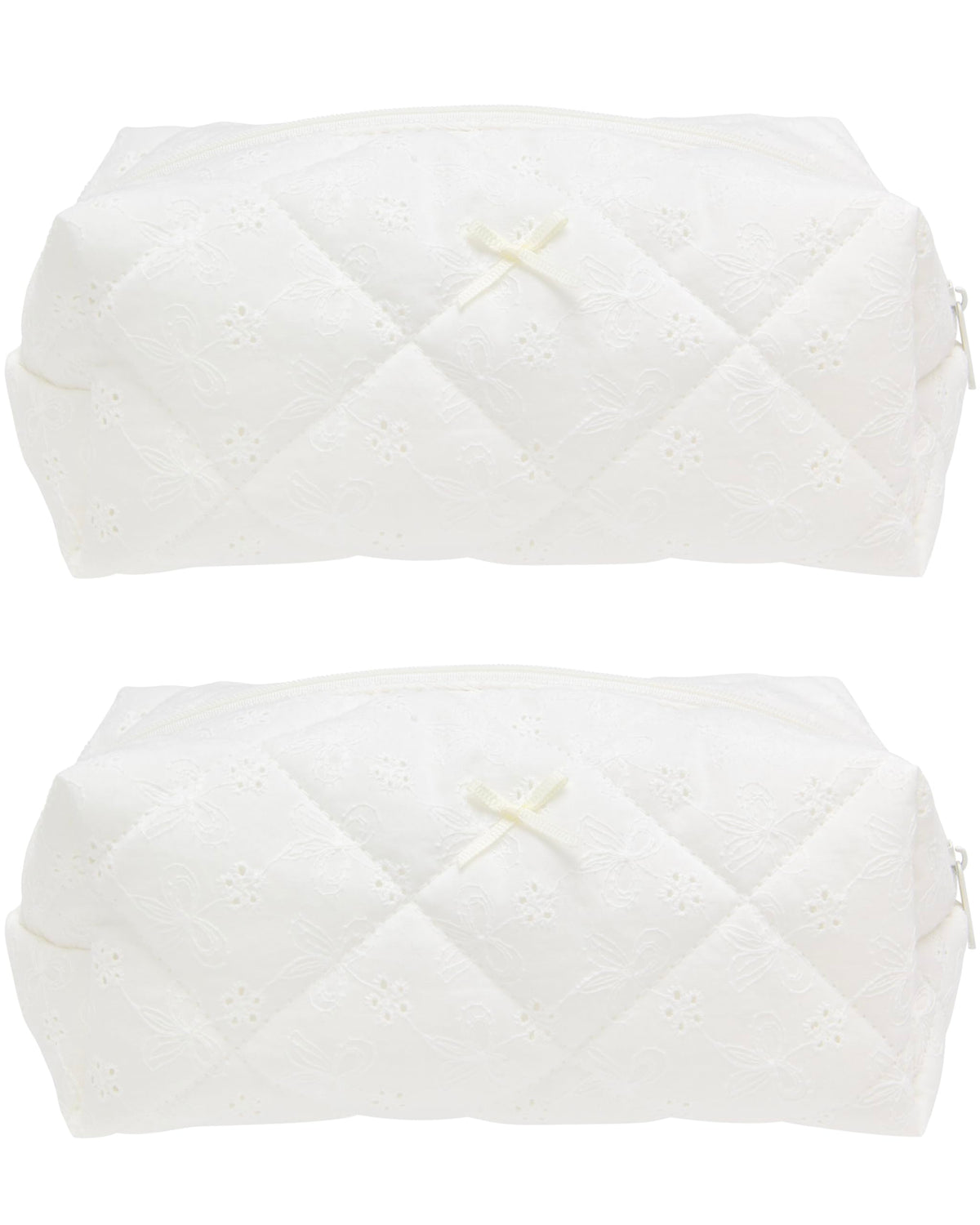 PAZIMIIK Cozy Makeup Bag front view with floral embroidery