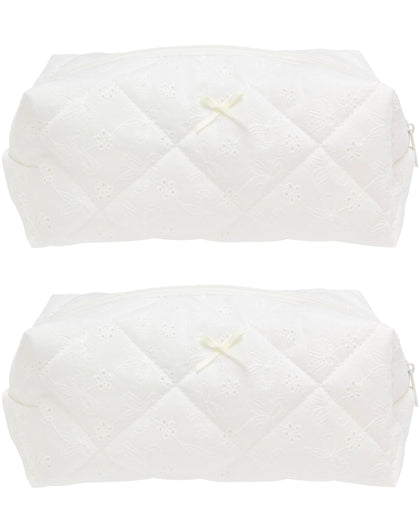 PAZIMIIK Cozy Makeup Bag front view with floral embroidery