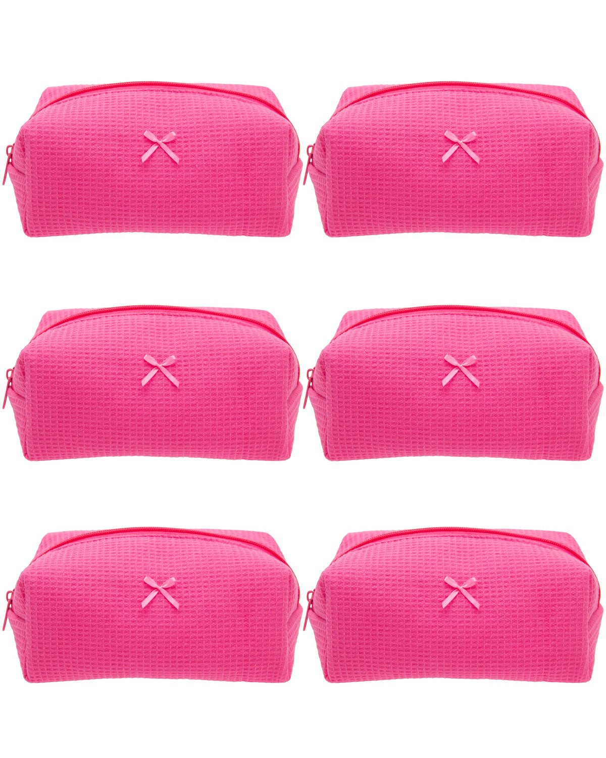 PAZIMIIK Cozy Makeup Bag in Waffle Hotpink front view