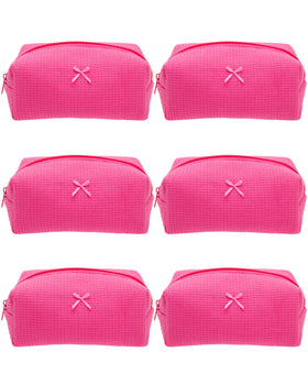 PAZIMIIK Cozy Makeup Bag in Waffle Hotpink front view