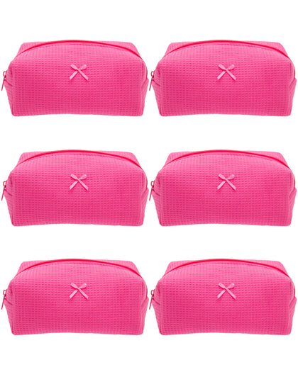 PAZIMIIK Cozy Makeup Bag in Waffle Hotpink front view