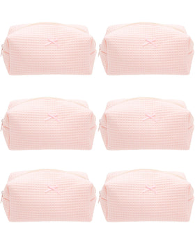 PAZIMIIK Cozy Makeup Bag in Waffle Pink front view