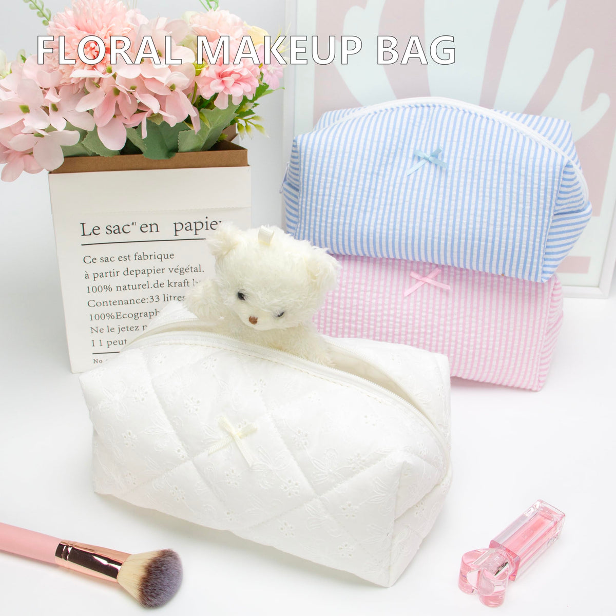 PAZIMIIK Cozy Makeup Bag inside view with organized compartments