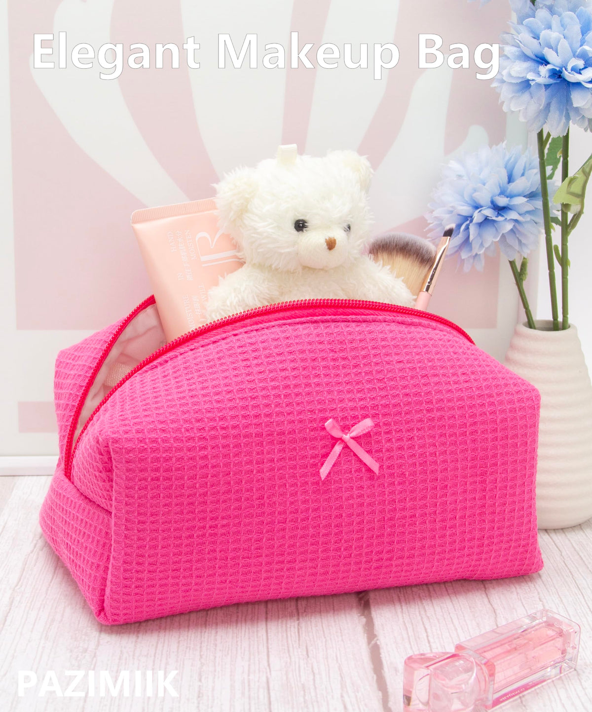PAZIMIIK Cozy Makeup Bag interior with organized items