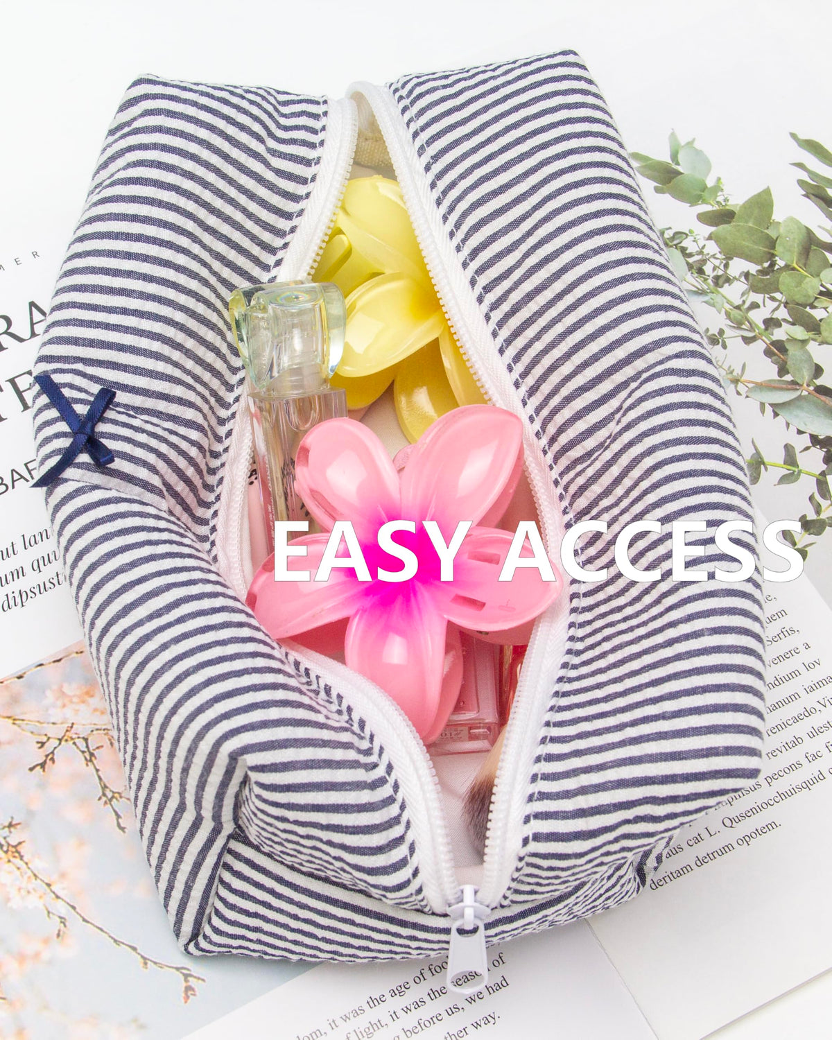 PAZIMIIK Cozy Makeup Bag navy blue side view