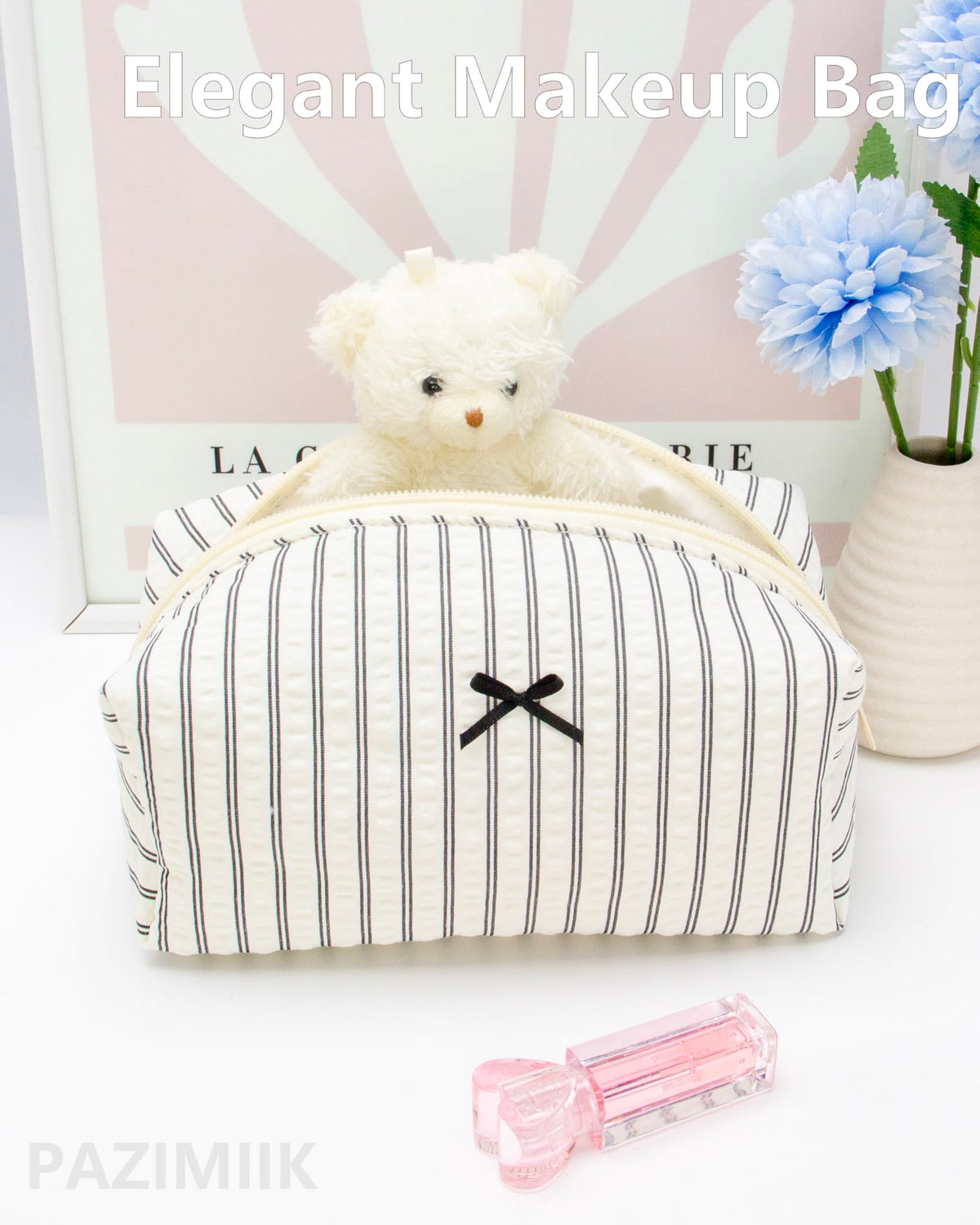 PAZIMIIK Cozy Makeup Bag open showing interior space