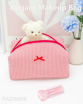 PAZIMIIK Cozy Makeup Bag open with cosmetics inside