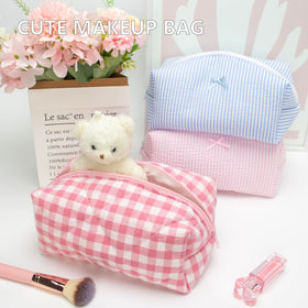 PAZIMIIK Cozy Makeup Bag open with cosmetics inside