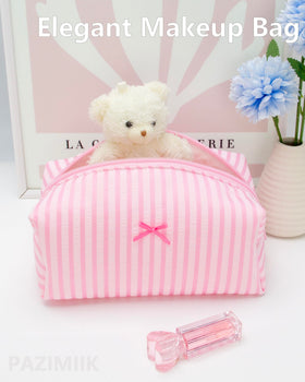 PAZIMIIK Cozy Makeup Bag open with makeup essentials inside