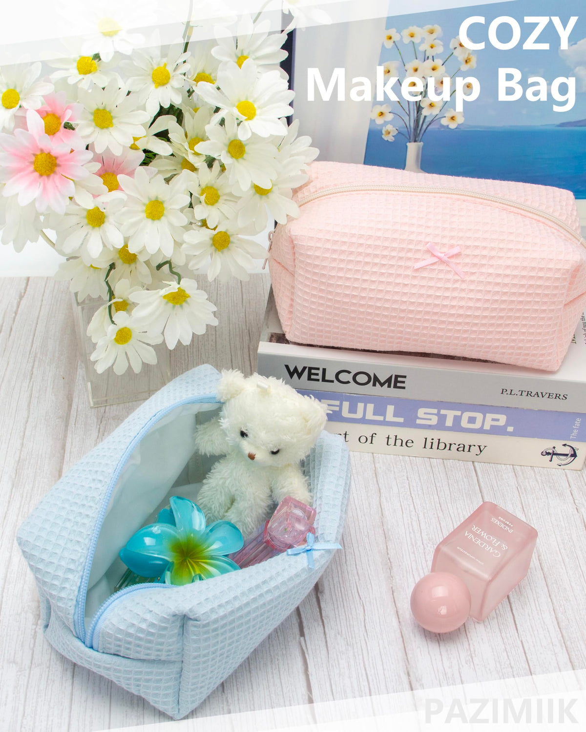 PAZIMIIK Cozy Makeup Bag packaging display