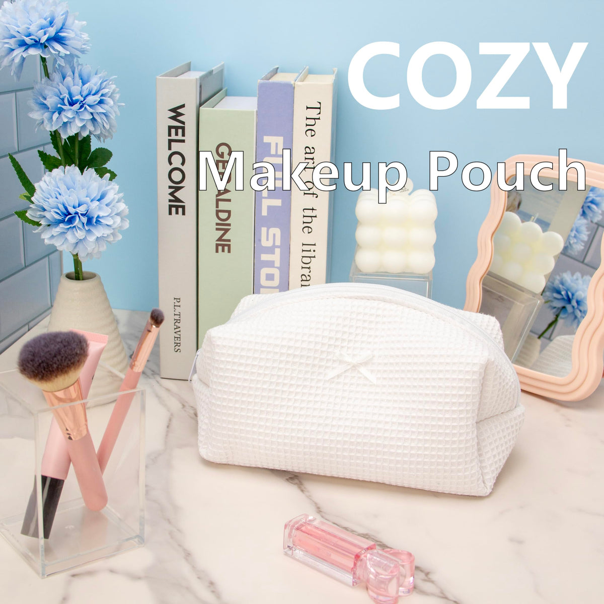 PAZIMIIK Cozy Makeup Bag showing zipper detail