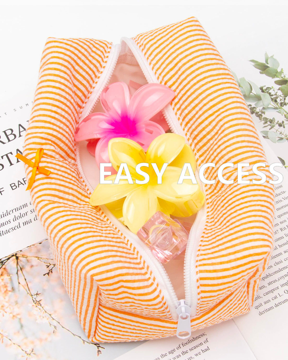 PAZIMIIK Cozy Makeup Bag side view showing floral pattern