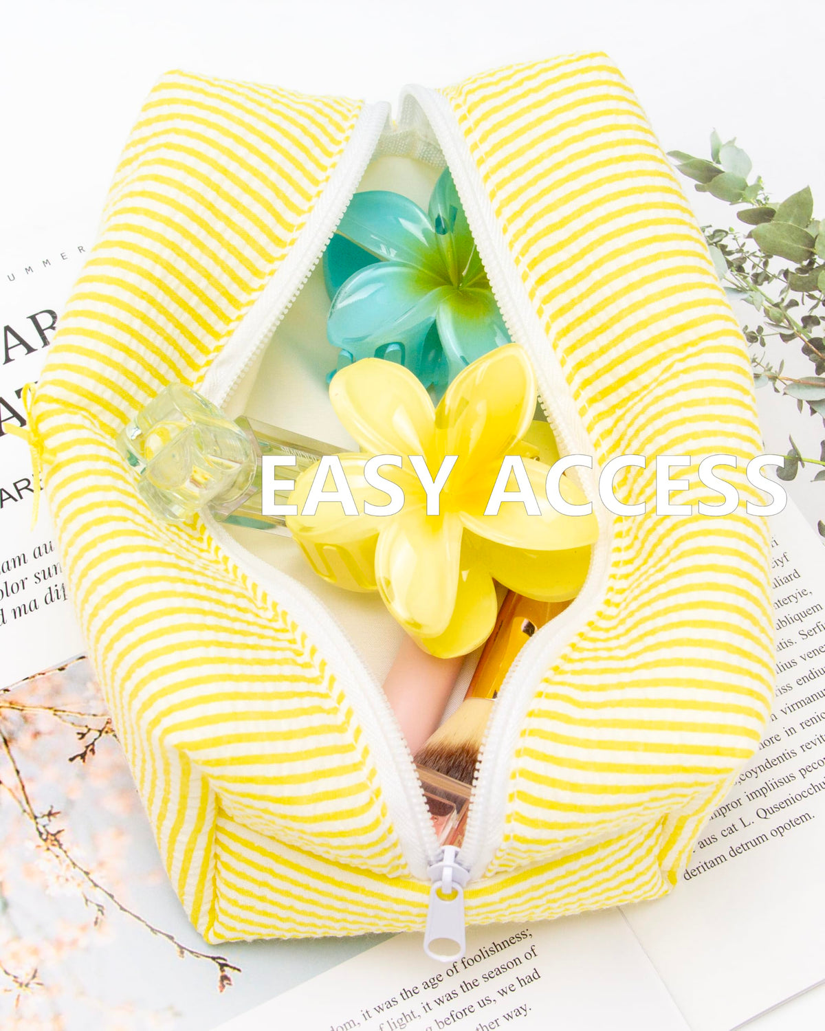 PAZIMIIK Cozy Makeup Bag side view with floral pattern