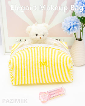 PAZIMIIK Cozy Makeup Bag side view with floral pattern