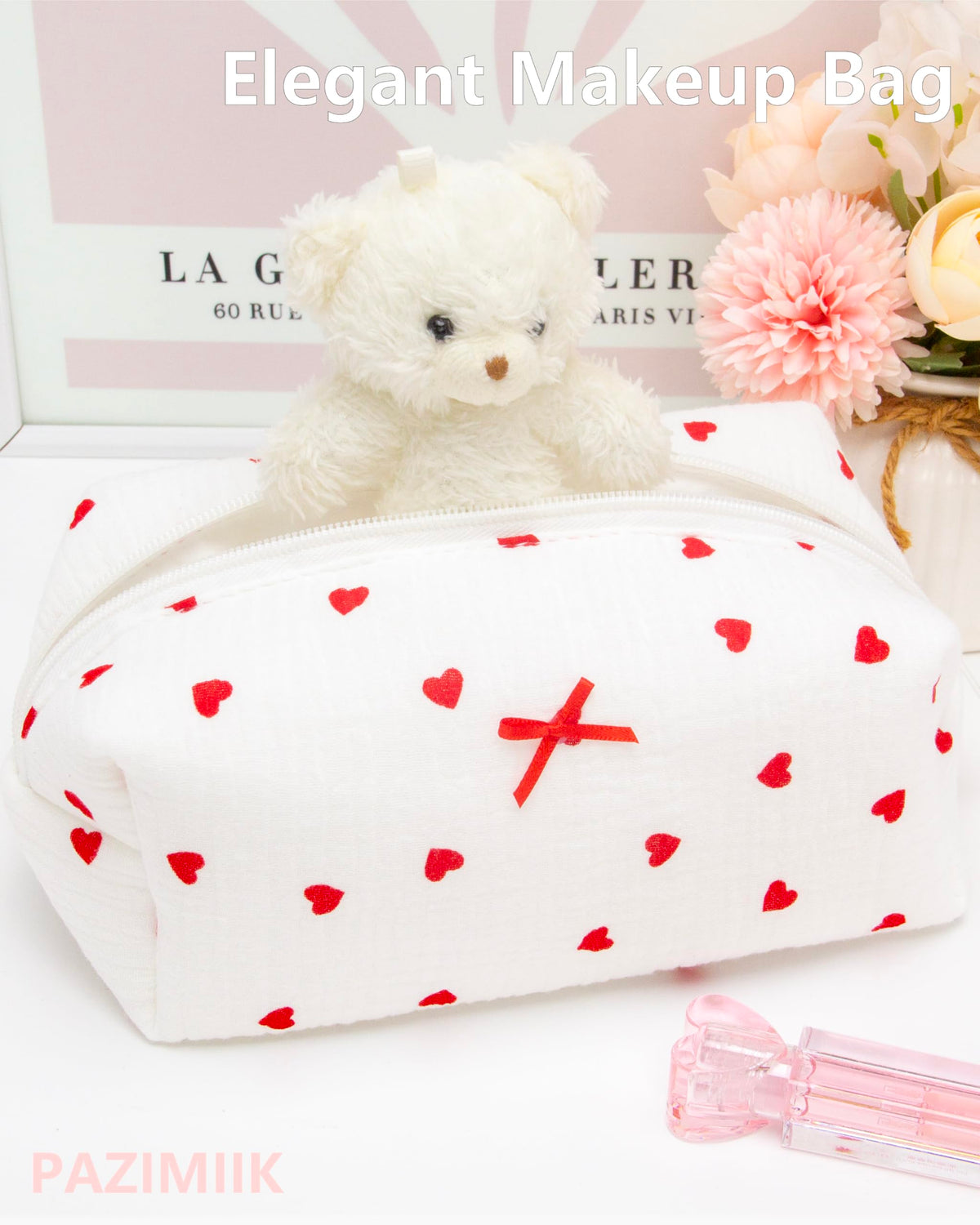 PAZIMIIK Cozy Makeup Bag side view with zipper
