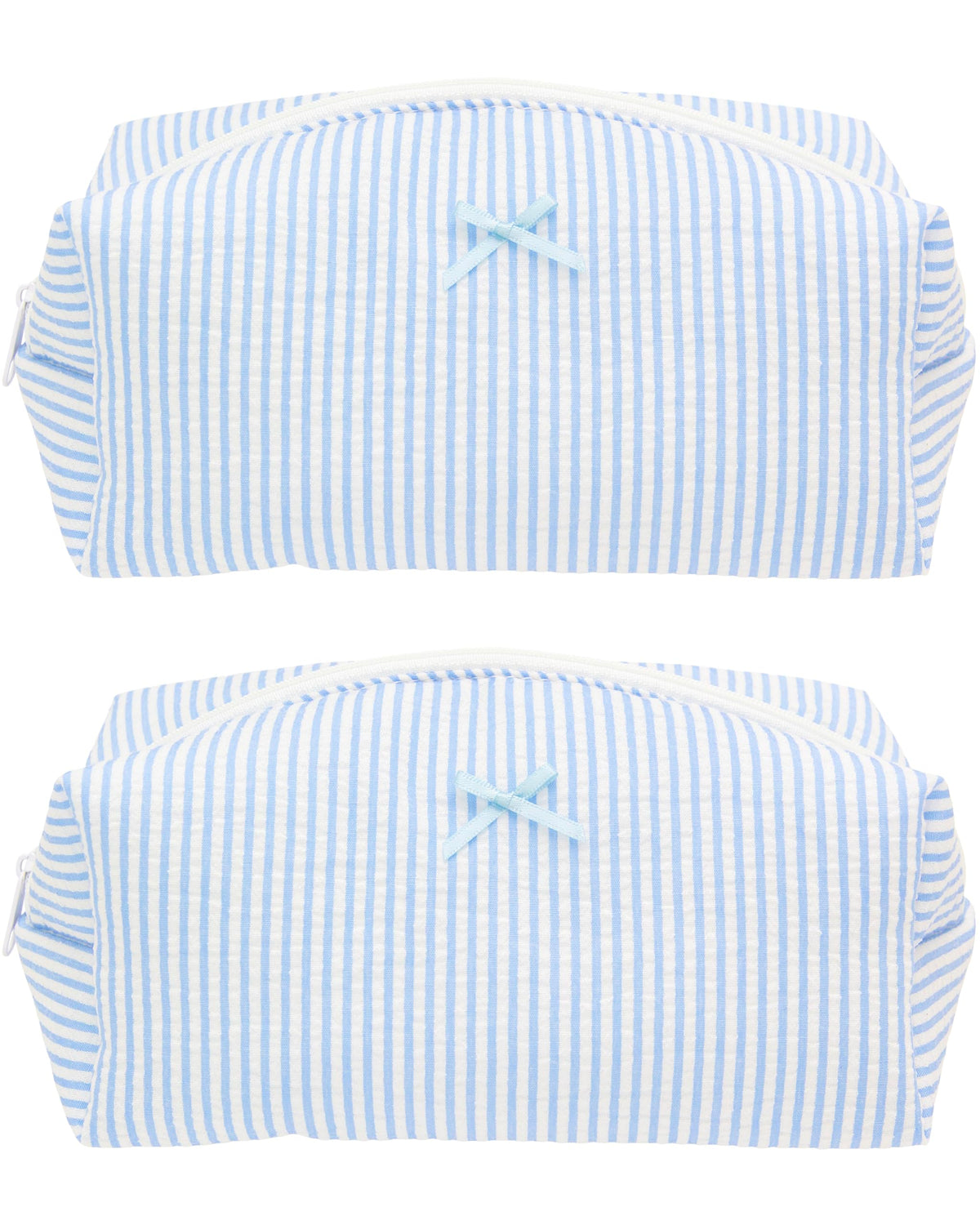 PAZIMIIK Cozy Makeup Bag Stripe Blue front view