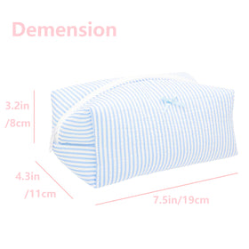 PAZIMIIK Cozy Makeup Bag Stripe Blue with cosmetics