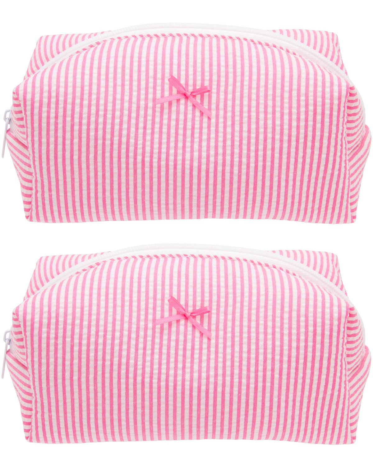 PAZIMIIK Cozy Makeup Bag Stripe Candy Pink front view