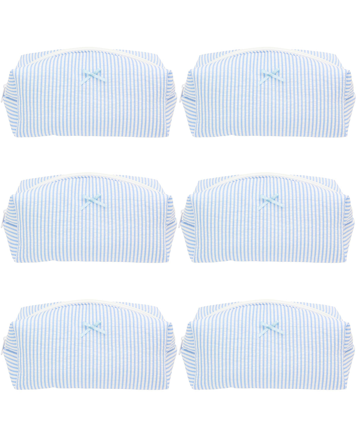 PAZIMIIK Cozy Makeup Bag striped blue front view